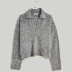 Madewell brushed polo sweater Gray V-Neck *worn once*